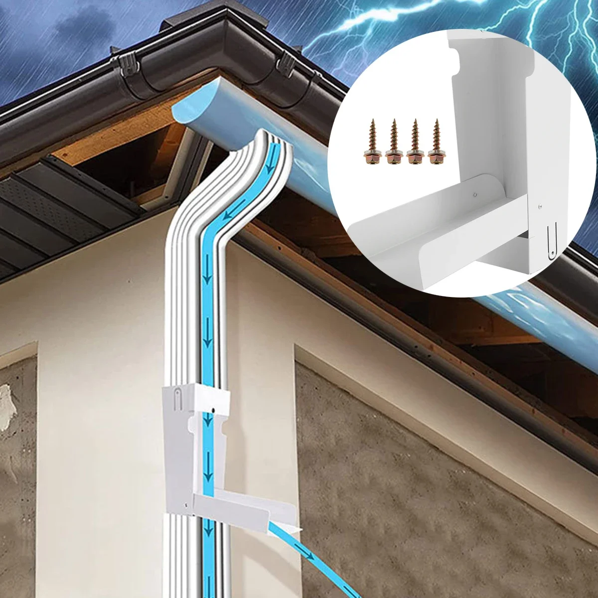 Rainwater Collection Umstellerhaus, Metall-Regenfass-Umsteller, Fang-Sammelsystem, passend für 2 x 3 Zoll Standard-Fallrohr