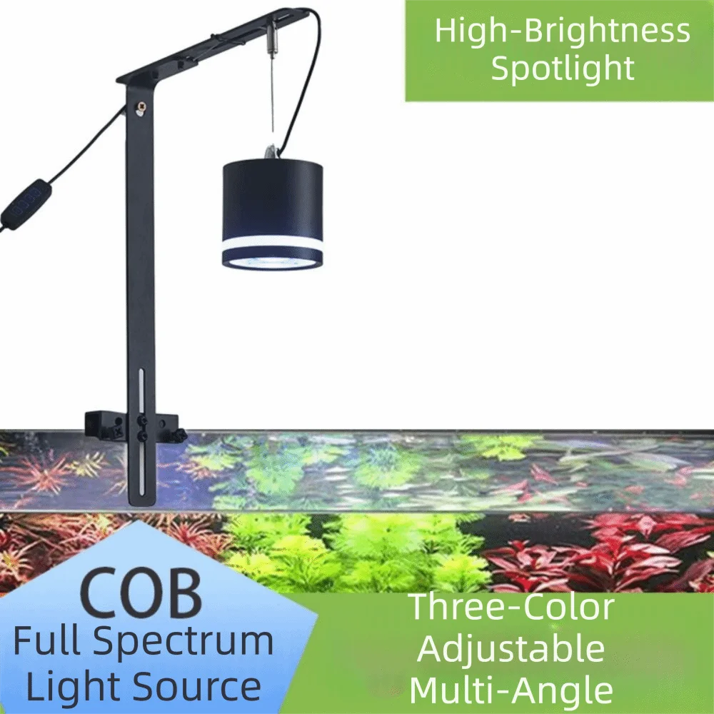 

Tricolor Stepless Dimming LED Aquarium Light Full Spectrum Clip-On Aquatic Plant Light Rotatable Waterproof Fish Tank Light Reef