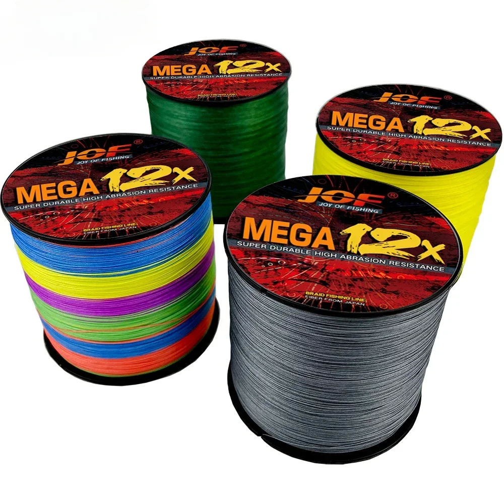 JOF Multifilament PE Fishing Line 8/12 Strands Extreme Strong 18-120LB 300/500/1000M Saltwater Weave Rope 0.14-0.55mm Pesca