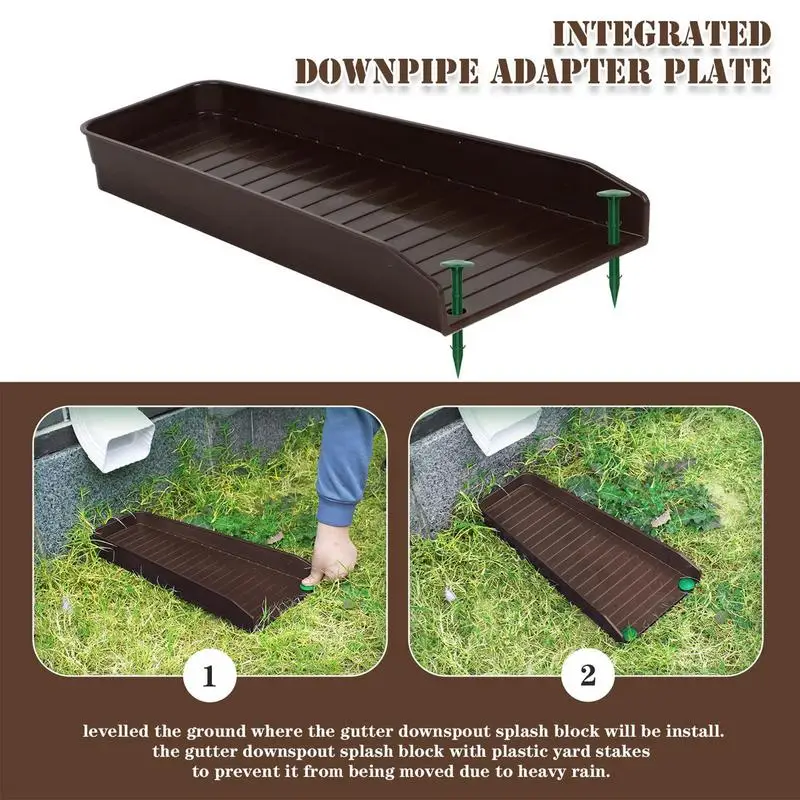 Downspout Splash Block Down Spout Drain Tray Rainwater Grate Rectangular Manhole Cover Outdoor Sewer Trench Prevent Soil Erosion