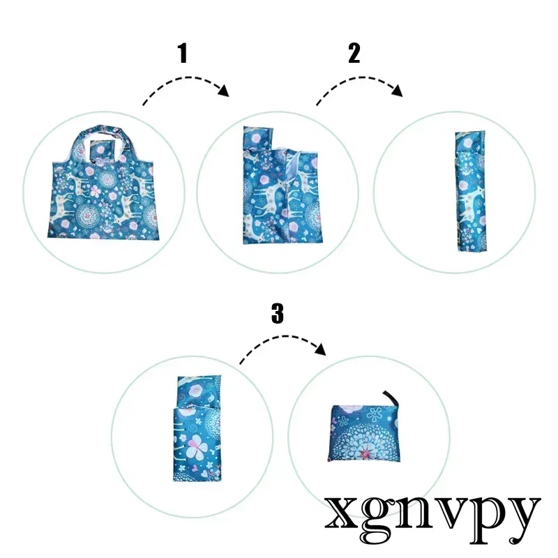 xgnvpy Large Shopping Storage Bags Reusable Grocery Package Beach Toy Bags Shoulder Pouch Foldable Travel Tote Bag image 4