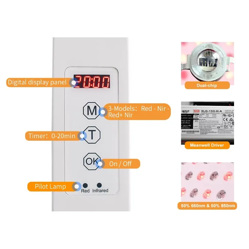 Medical Grade Household Flicker-Free Red Near   Light Emitting Diode Therapy Instrument