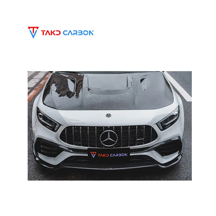 TAKD Carbon Real Car Data Development Dry Carbon Fiber Front Bumper Lip universal rear spoilers For BENZ A45 W177