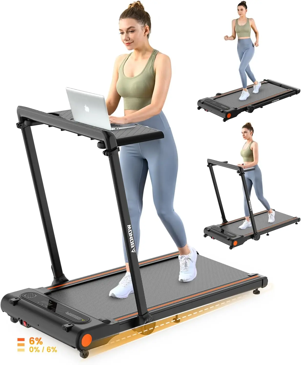 

Walking Pad, Under Desk Treadmill with Incline for Home Office 2.5HP Portable Walking Treadmill with 280 Lbs Weight Capacity Wal