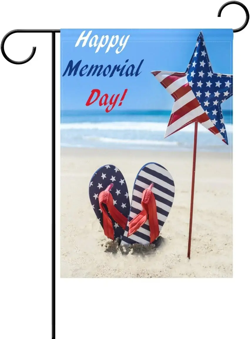 Duble Sided Patriotic Beach Flip Flops And Star Independence Day July 4th American Flag Summer Vacation Polyester Garden Fla SSL