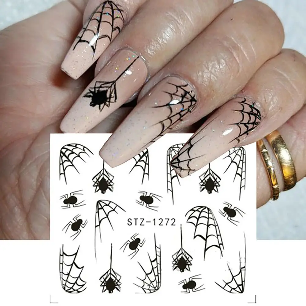 Halloween Ghost Nail Art Wasser Aufkleber Aufkleber Mumie Geist gefälschte Nagel Zubehör DIY Nagel Aufkleber Spinnen Web