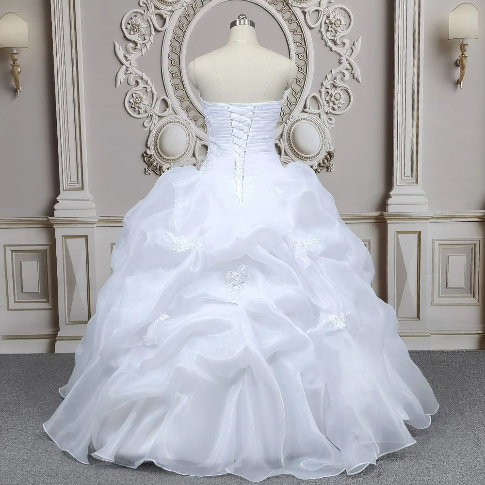 Luxury Wedding Dresses Sweetheart Beaded Ruffled Organza Princess Ball Gown Bridal Wedding Gowns