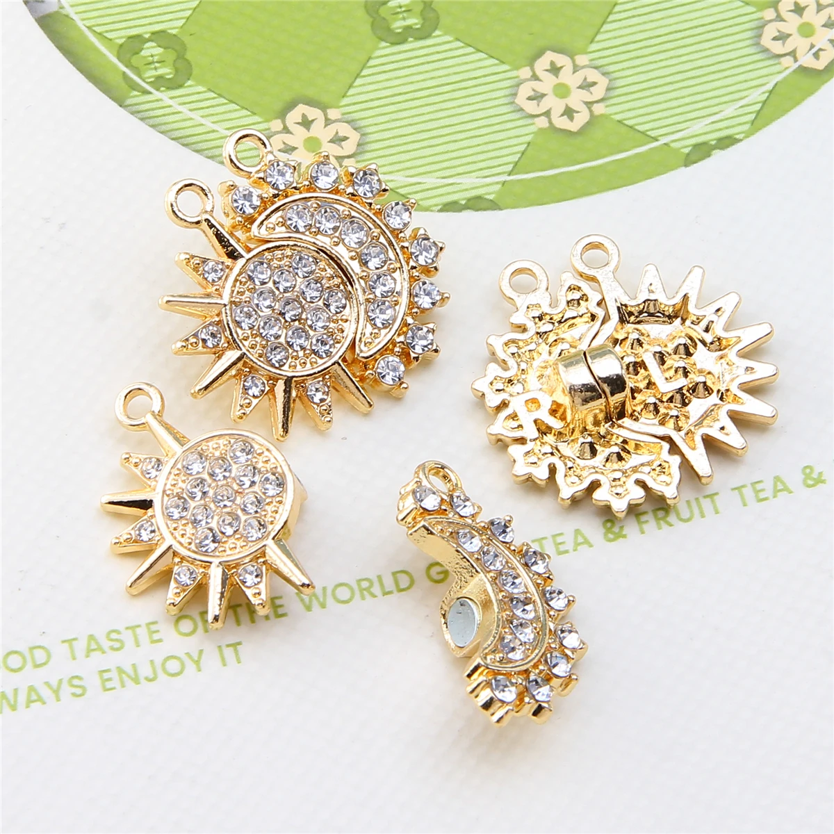 Nanxi Jewelry Store Retro Design Sun and Moon Stacked Women's Diamond Sun and Moon Magnetic Pendant DIY Necklace Accessories
