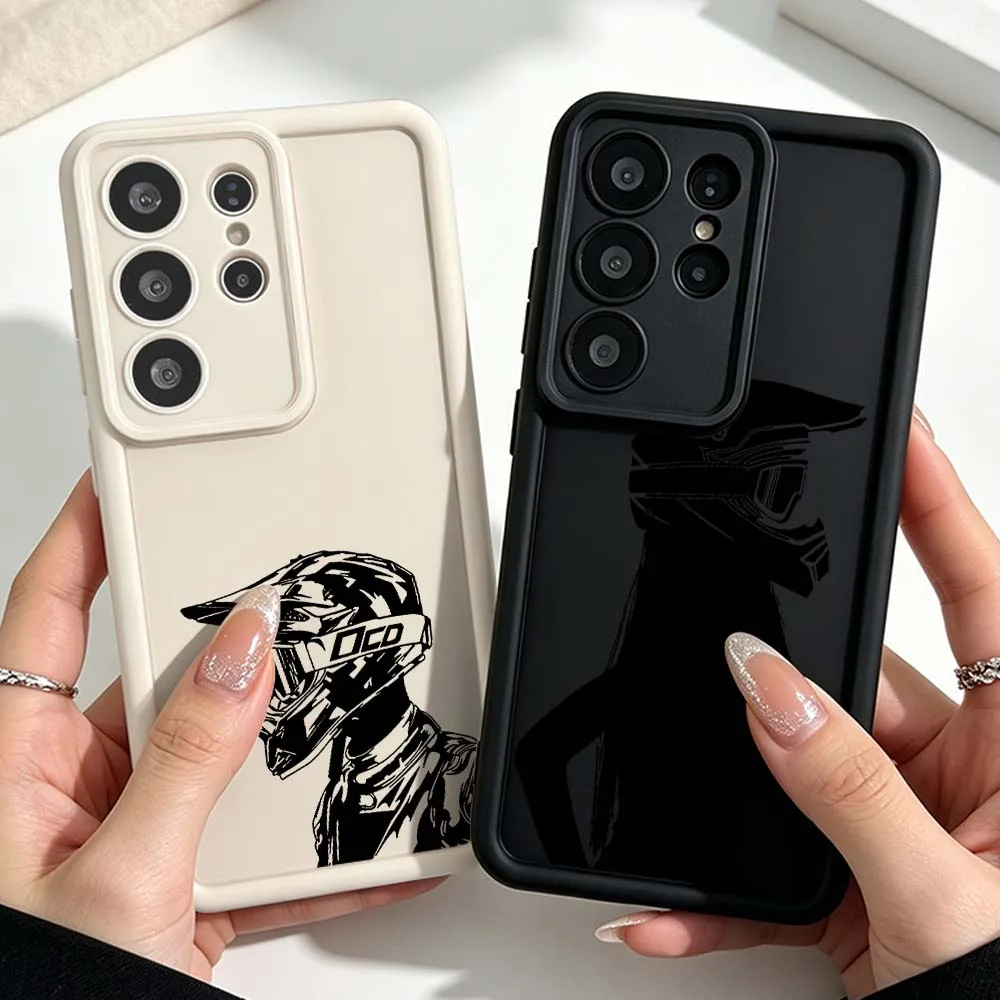 Motorcycle Helmets Couples For Samsung Galaxy S26 S25 S24 S23 S22 S21 S20 Ultra Plus FE Eye Ladder Silicone Phone Case Cover