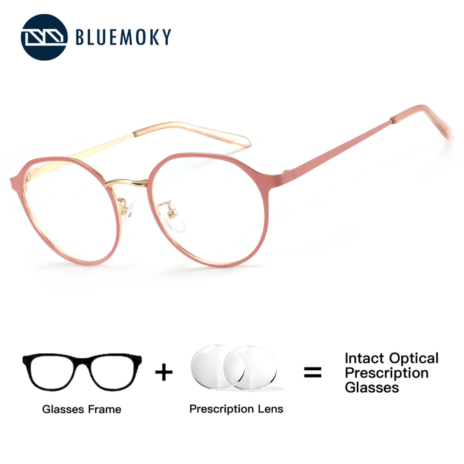 

BLUEMOKY High-quality metal circular prescription glasses gradient, fashionable women's optical color changing eyeglasses