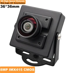 8MP 4K IMX415 Sensor High Speed 30fps Wide Angle Webcam 120Degree No Distortion UVC USB Camera with Mini 36*36mm Metal Case