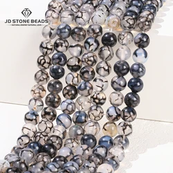 4 6 8 10mm Natural Stone Black Dragon Pattern Striped Agate Beads Round Loose Spacer For Jewelry Making Diy Necklace Bracelet