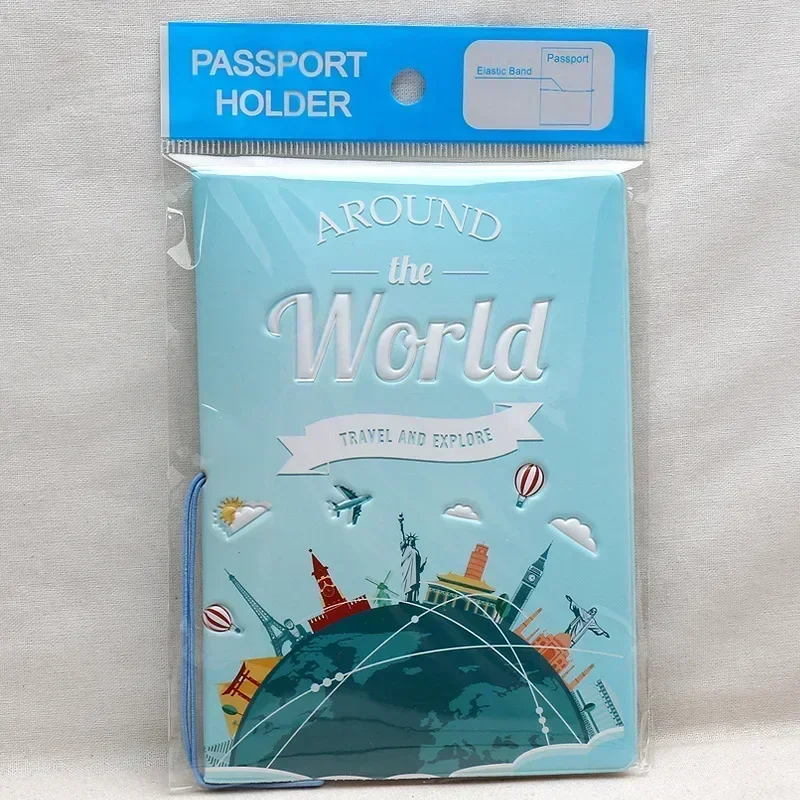 

14*10cm PU Travel Wallet Passport Holder Portable Passport Cover Case with Ticket ID Credit Card Slot Cartoon Passport Protector