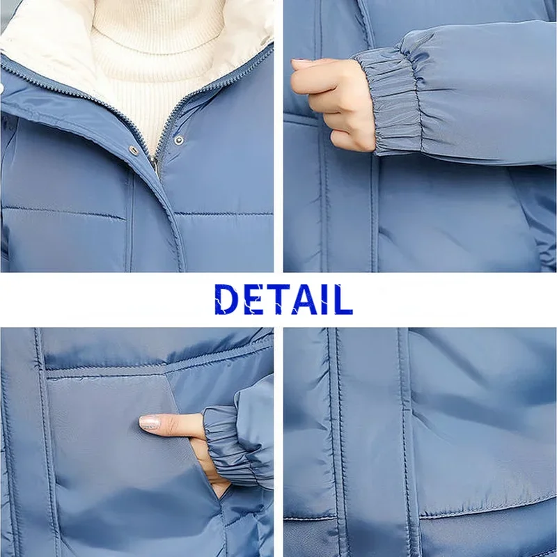 Kurze Parkas Frauen S-3XL Gestellte Winter Reine Kleidung Koreanische Mode Weiche Breite taille Oberbekleidung Casual Taschen Warme