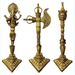 골드 로드 코끼리 부처님 동상 Vajra 유봉 코끼리 신 조각 Ganesh 동상 황동 불교 유물 장식 동상