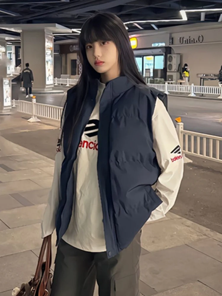 

Cleanfit Layering Blue Jaet Vest ex Cotton Outerwear Svel American Sle Fall Winter Faion Casual Youth Trend