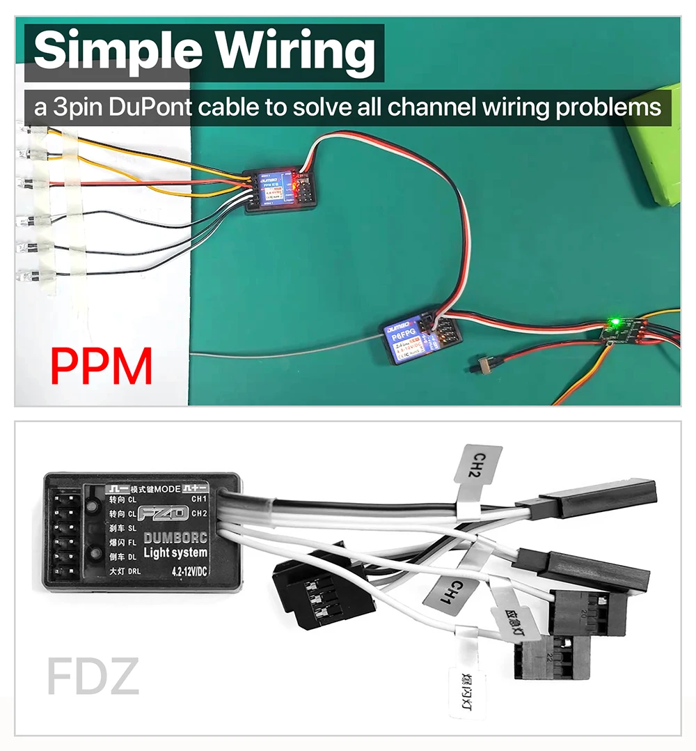 DUMBORC PPM Lichtsystem Lampensteuermodul PPM Simulationslichtregler DC4,8-6V Kompatibel mit verschiedenen LED-Leuchten