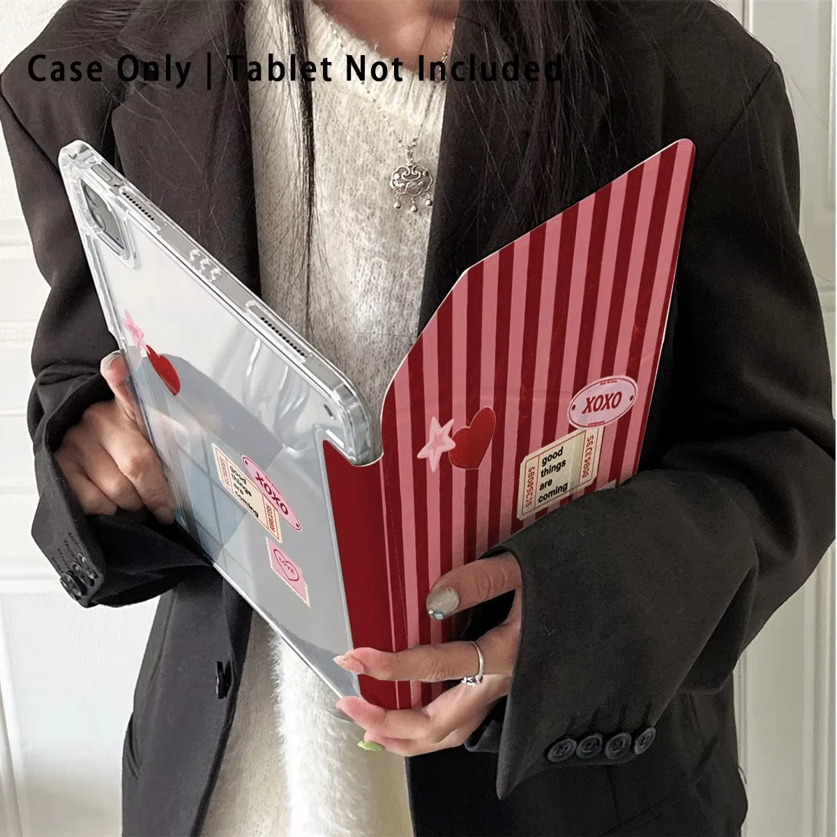 Red Line Love Star Sticker Niche Creative Tablet Case For iPad Pro 13 11th A16 12.9' 10 9 8 7 6 Th Air 3 2 1 Mini 7 6 5 4 Cover