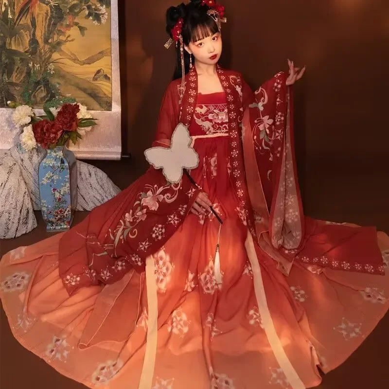 

2026 новый винтажный костюм ханьфу в китайском стиле династии Тан, красный, зеленый, розовый, праздничное платье ханьфу, карнавальный костюм на Хэллоуин, Рождество
