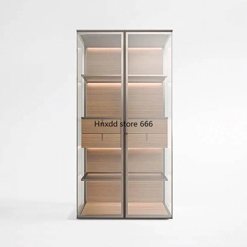 Wine cabinet High-end bucket cabinet Light luxury jewelry Minimalist glass double door