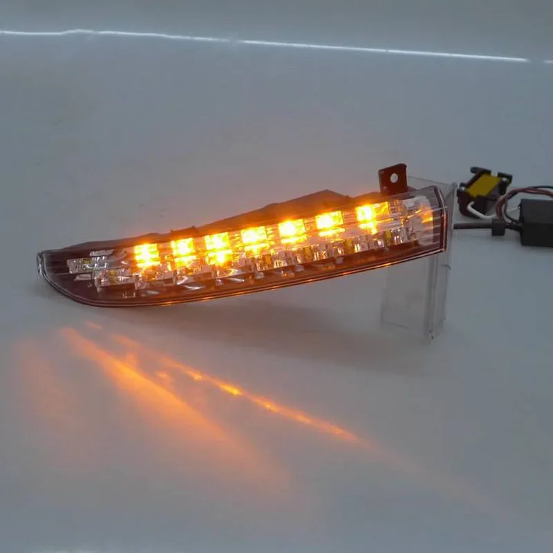 Car LED DRL Daylights For Volkswagen VW CC 2009 - 2013 Yellow Turn Signal Daytime Running Headlamps Auto Driving Lamp Foglamps