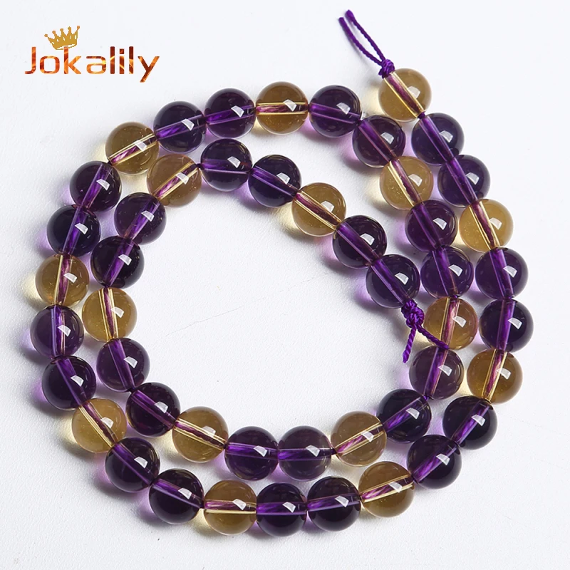 Natural Amethyst Citrine Pure A+ Quality Crystal Quartz Round Beads 6/8/10mm For Jewelry Making DIY Bracelets Necklace 15'' Inch