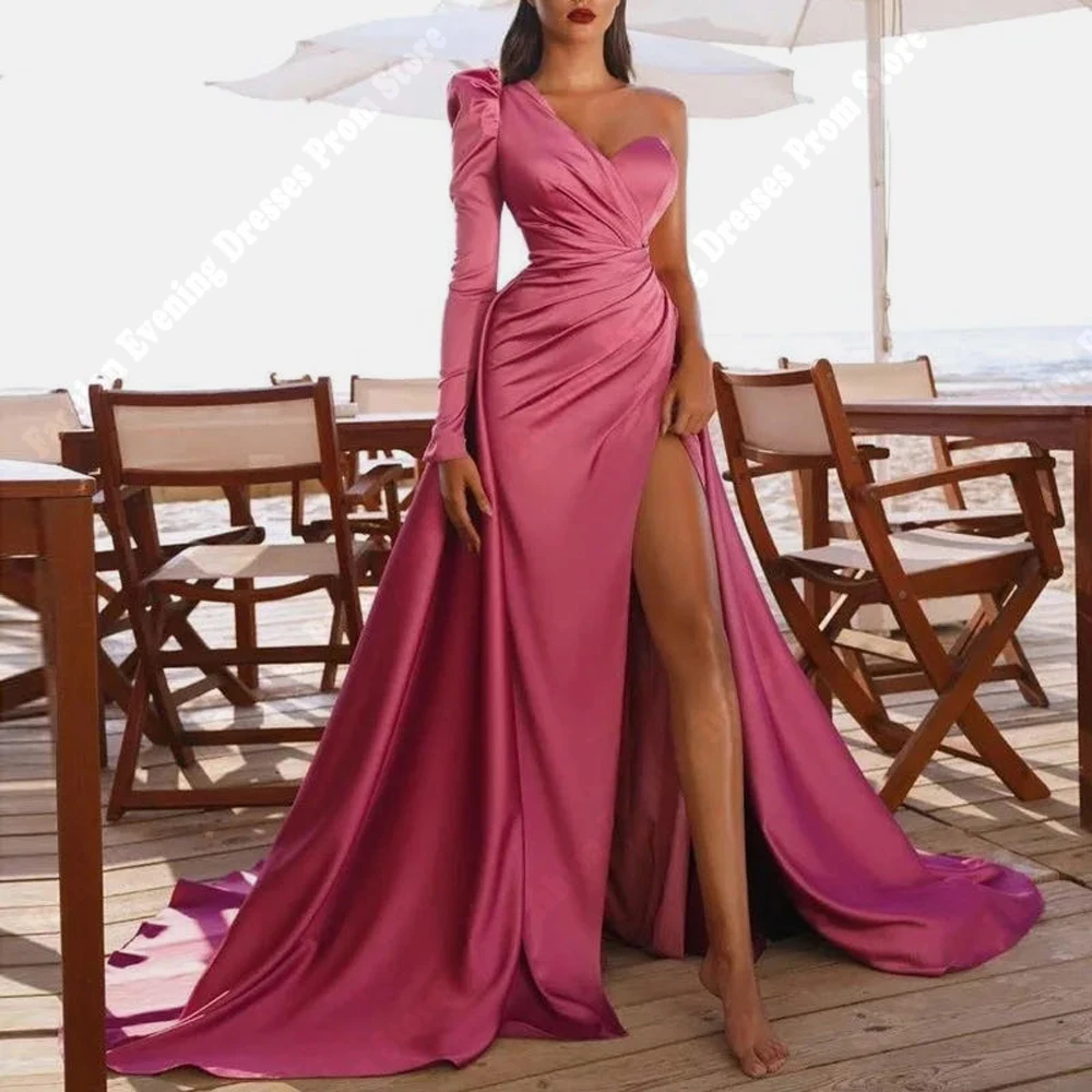 

Fascinating Women Mermaid Evening Dresses Sexy High Forking Princess Prom Gowns Formal Beach Robes De Soirée Vestidos De Noivas