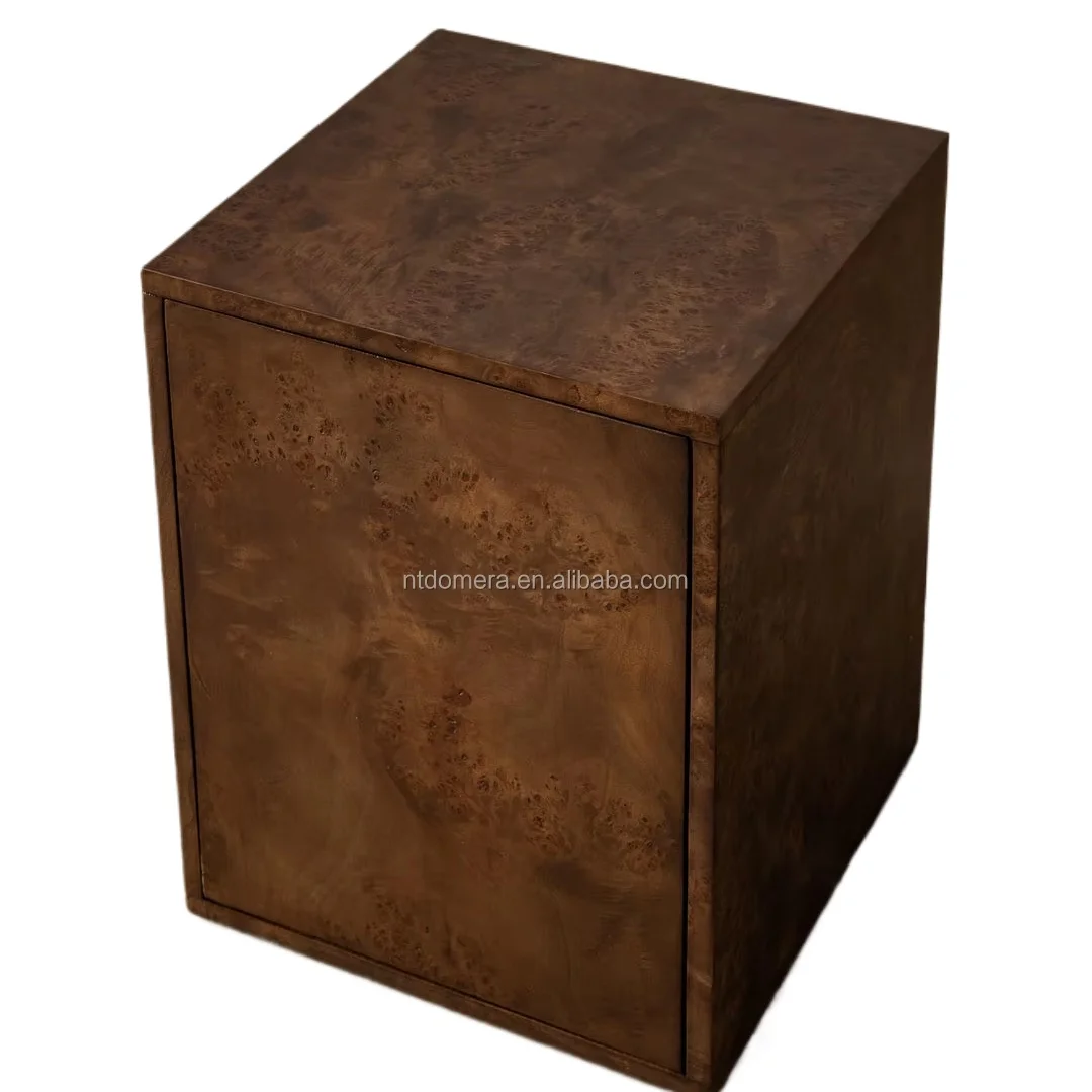 Vernier Modern Oak Linear Side Table with Bedroom Furniture Storage