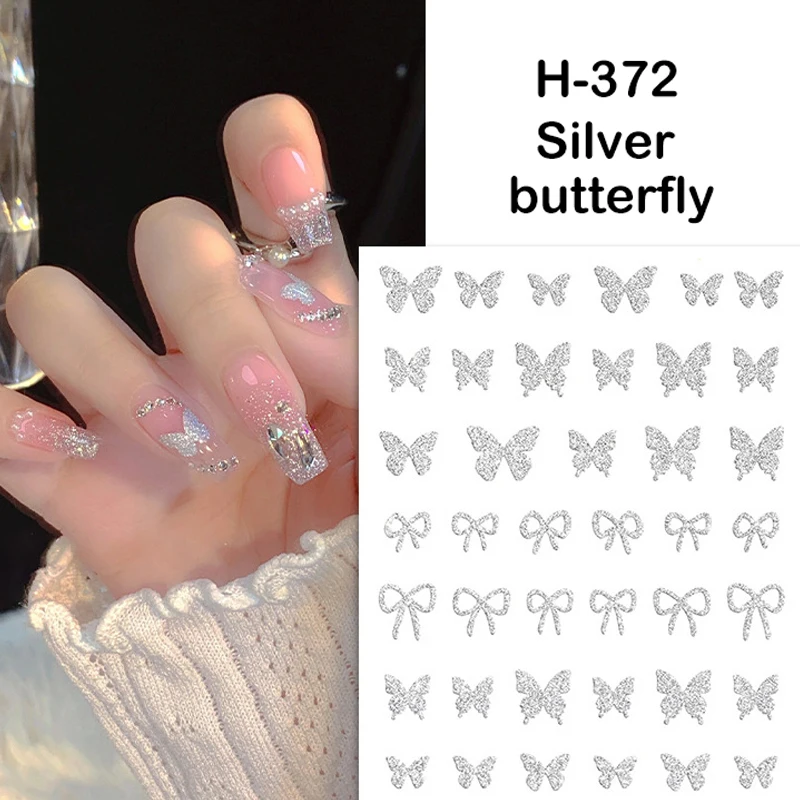 Pegatinas de uñas con forma de Flash de diamantes rotos, accesorios de calcomanías adhesivas de estrellas de amor de arco