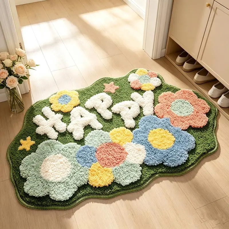 Hot Minimalist Pastoral Style Bathroom Floor Mat Home Bathroom Absorbent Carpet Entrance Door Entrance Mat