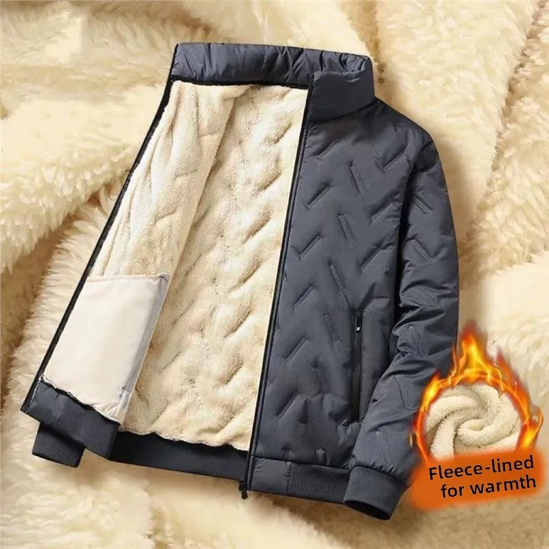 Men's Winter down Cotton Jacket Lamb Velvet Fleece Lined Thick Outdoor Sports Coat Windproof Large Size Warmth Cottonwear