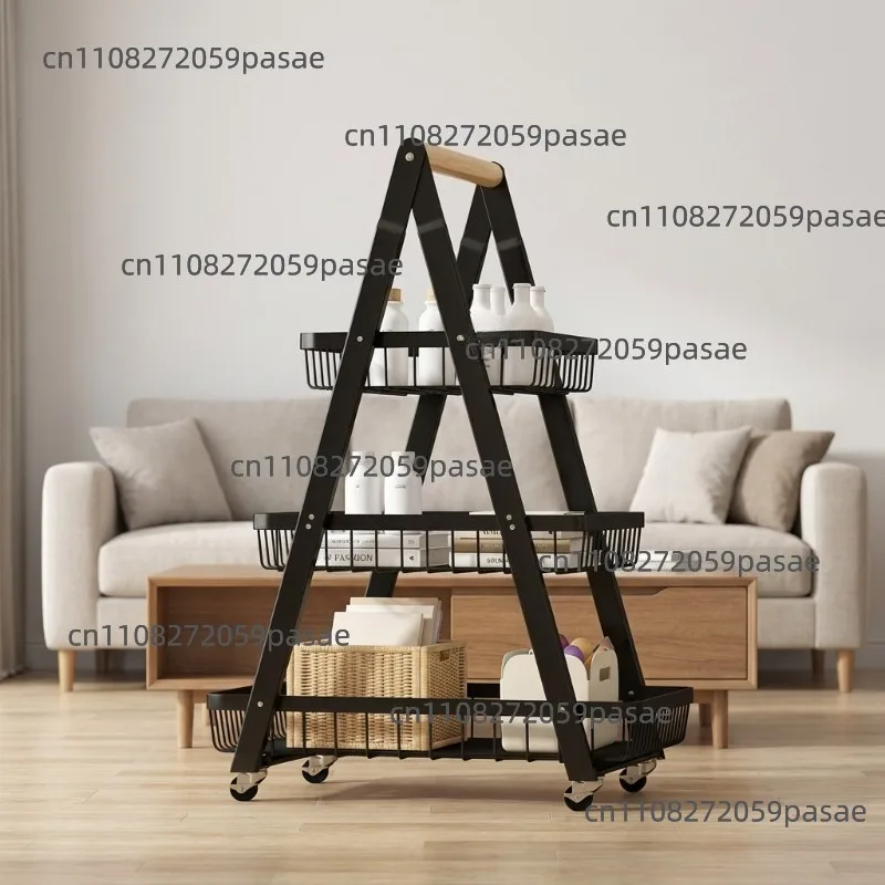Multi-tier Home Storage Rack, Freestanding Kitchen Cart with Wheels for Fruits and Vegetables, Living Room Storage Rack