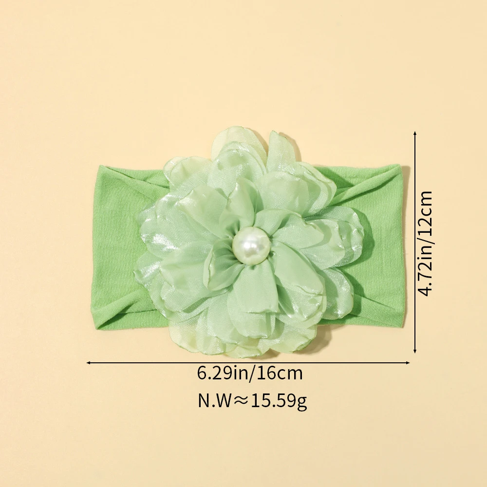 パール大シフォンフラワーヘッドバンドベビー幼児ヘアアクセサリー新生児 PhotoProp ワイドナイロンヘッドバンド子供花ターバン