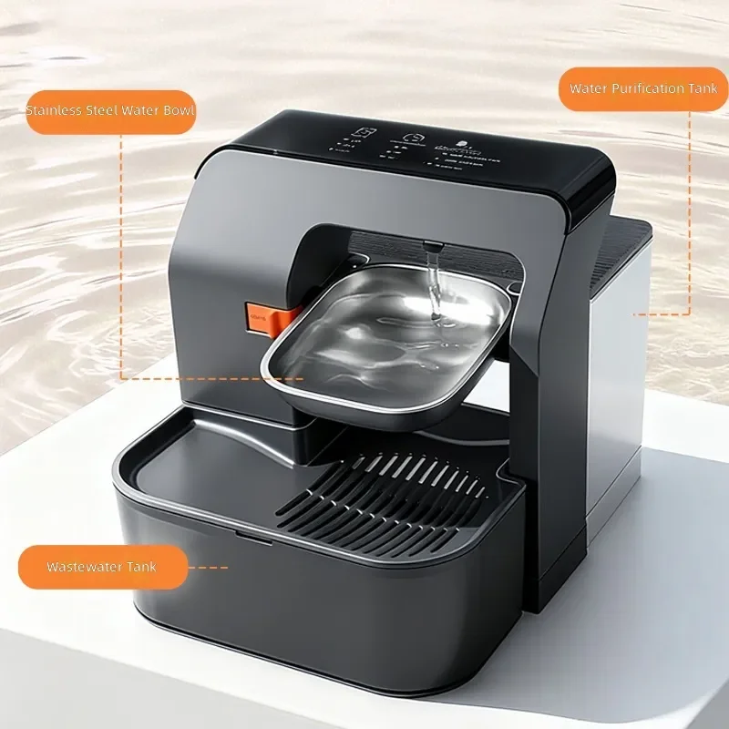 for Pet Water Dispenser Automatic Cat Drinking Fountain Black Sewage Separation Wireless Operated No Plug Needed