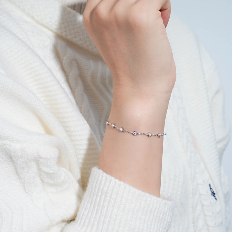 IOGOU 2,5 mm D-Farbe voller Moissanit-Diamant-Armband, Verlobungsschmuck, 925er Sterlingsilber, zertifizierte Damenmode-Armbänder – Detail 9