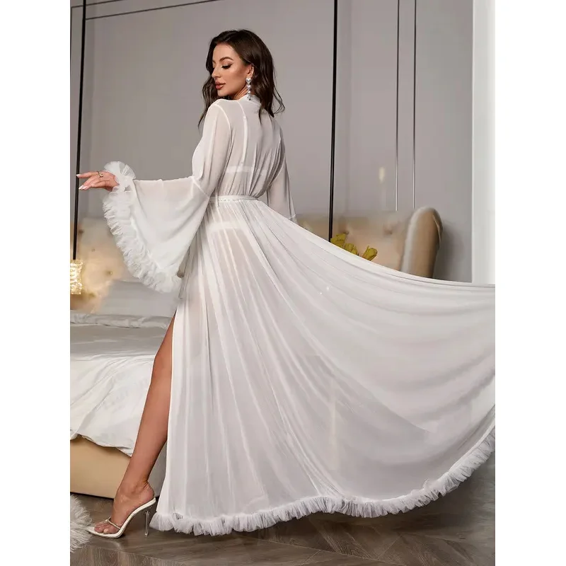 Sexy See-through Lace Sleepwear New Style Leisure Home Sleep Robe Use Comfortable Polyester Fabric Four Seasons universal
