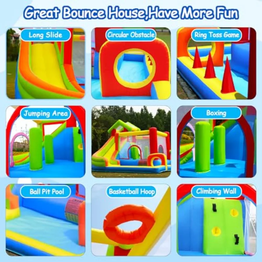 Casa di rimbalzo per castello gonfiabile gonfiabile con palla PitBouncer Uso interno ed esterno con scivoli lunghi Casa da salto a parete da arrampicata