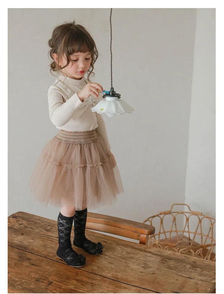 2022 New Arrival Toddler Kids Girl Tulle A-line Tutu Skirt Princess Mini Dress Retro Children Cute Pettiskirt