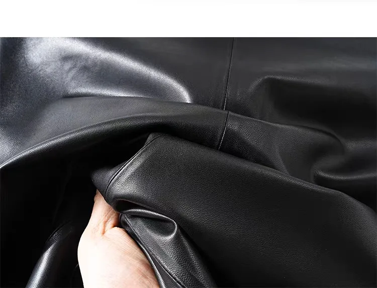 Abito in pelle cerata a olio per donna 2025 Cappotto invernale in vera pelle di pecora nera Giacca con tasca ribalta divisa sul retro Blazer Feminino