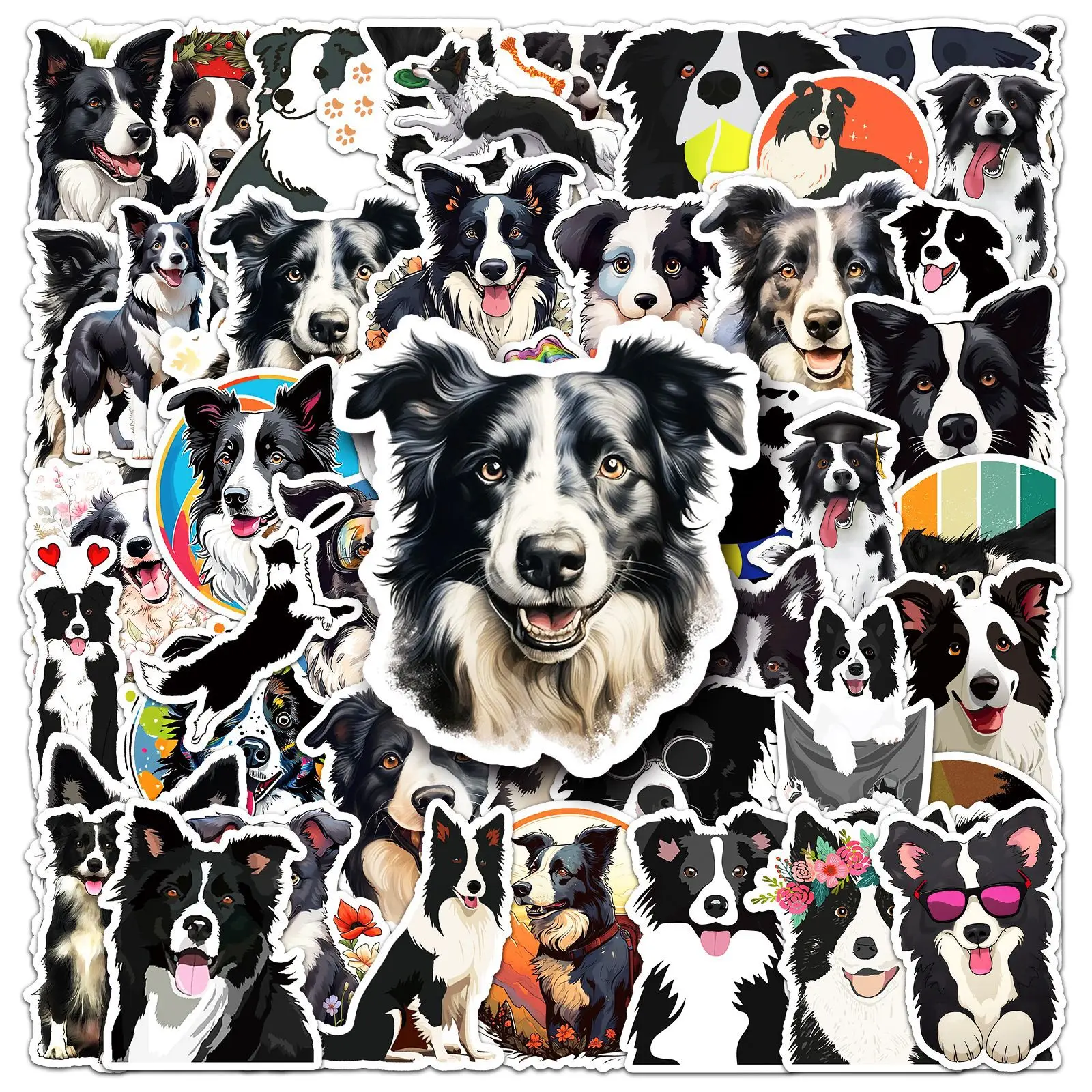 

50PCS Cartoon Cute Border Collie Sticker Funny Graffiti Waterproof Decal Toy Gift DIY Water Cup Stationery Box Luggage Laptop
