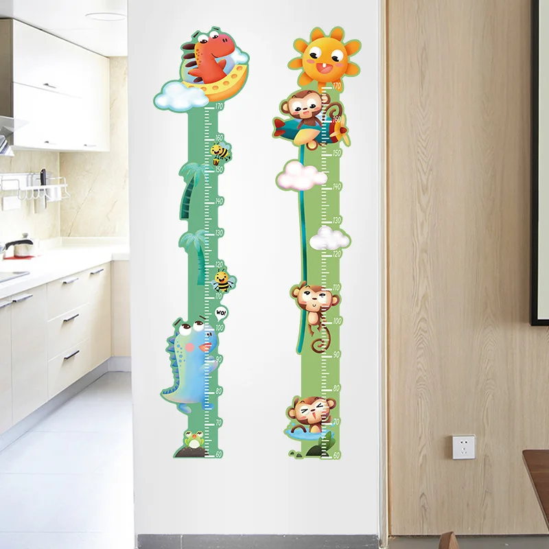 Cute  Unicorn Monkey Height Measurement Wall Sticker Cartoon Animal DIY Stickers Ruler for Children Gift Home Decor Growth Chart