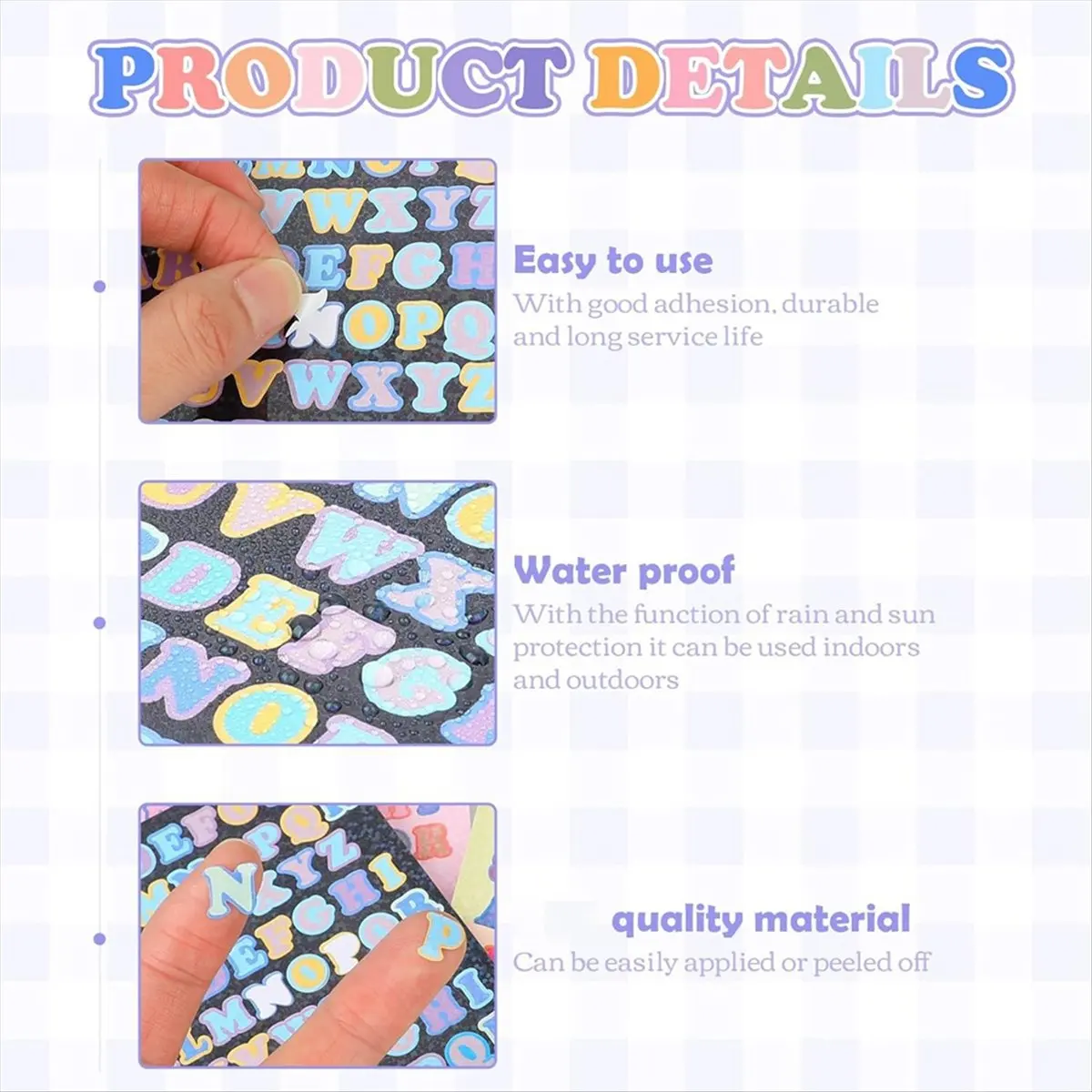 *CLOS 880 Buah 10 Lembar Stiker Huruf Warna-warni Stiker Huruf Alfabet Perekat untuk DIY Scrapbooking Hadiah