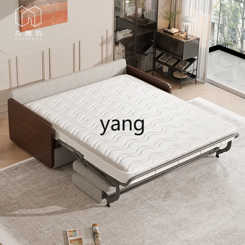 LMM solid wood can sleep for a long time, flip sofa bed with mattress type folding small apartment integrated dual-use