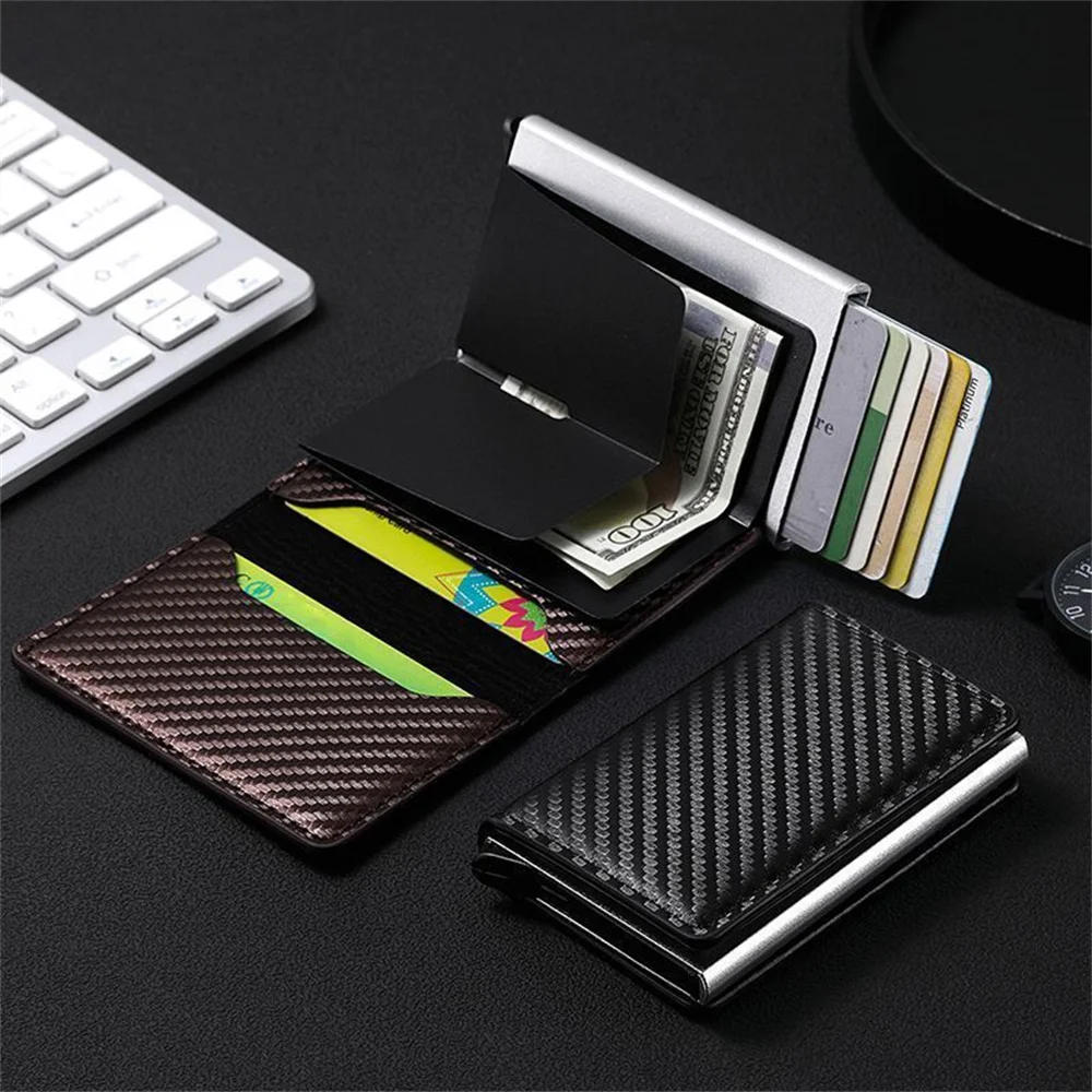 ID Credit Card Cardholder Men's Card Holder Wallet RFID Anti-theft Brush Pop-up Aluminum Alloy Upgrade Add Magnetic Buckle whole