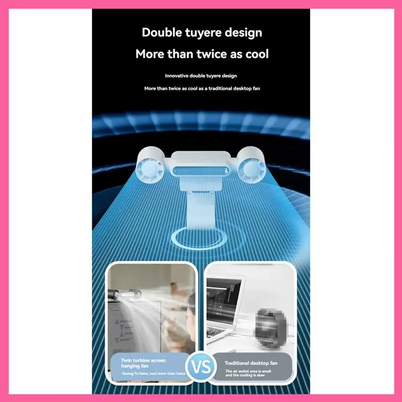 

HOT-Portable Air Conditioner Charging Fan With LED Light, Luminous Mute Fan, Four-Speed Hanging Screen Small Fan