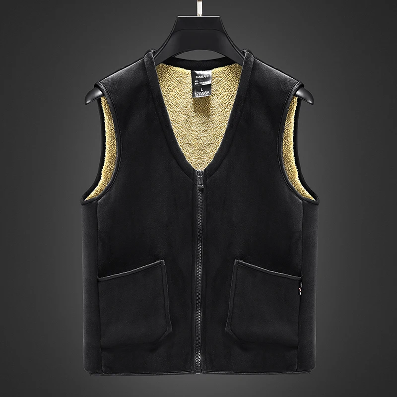 

2023 New Winter Wear Men's Wool Warm Sleeveless Vest Casual Men's Tight Tank Top Thick Fashion Station Neck Zipper Handsome Coat