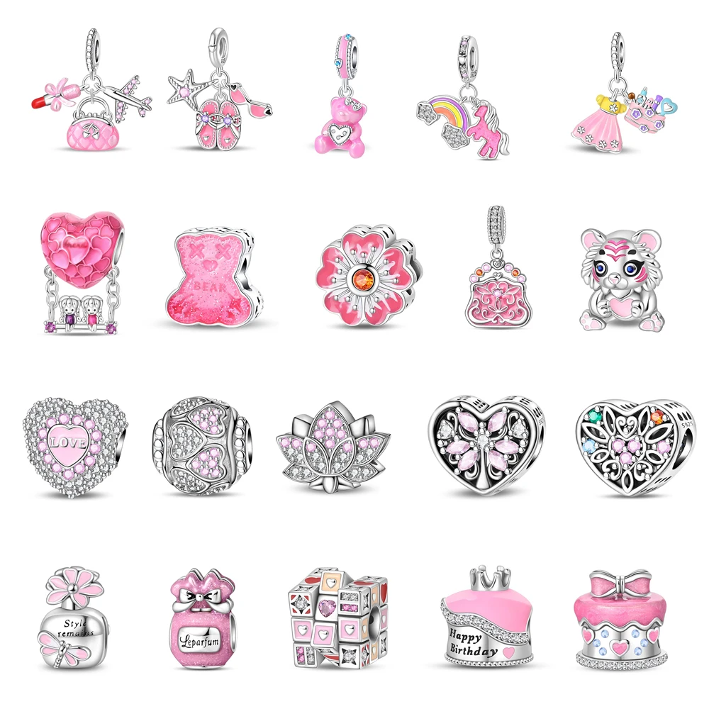 

Новый подвесной кулон в форме розового сердца из стерлингового серебра 925 пробы, подходит для оригинального браслета, романтический ювелирный подарок для девушки, аксессуар для самостоятельного изготовления украшений.