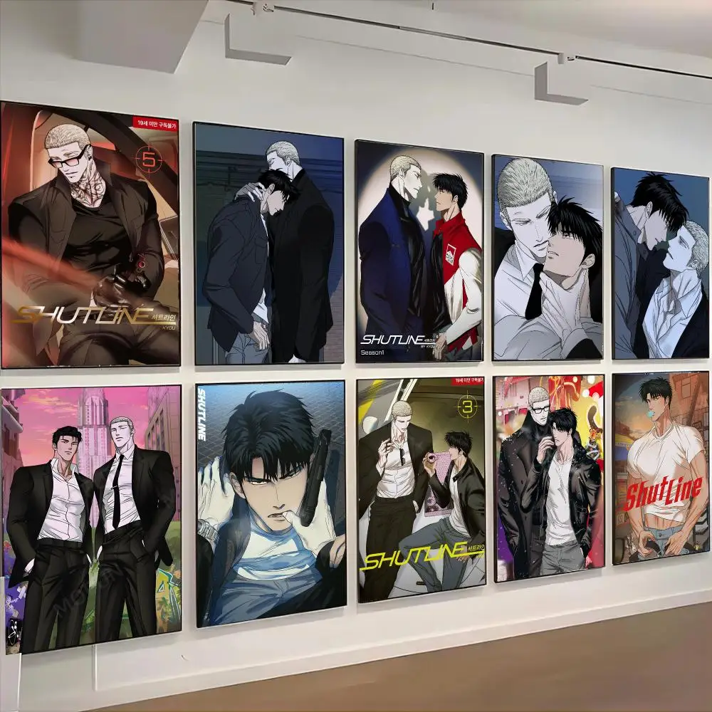 Shutline Manhwa Art Poster Self-adhesive Living Room Bedroom Party Bar Decor Moisture-proof Fade-resistant