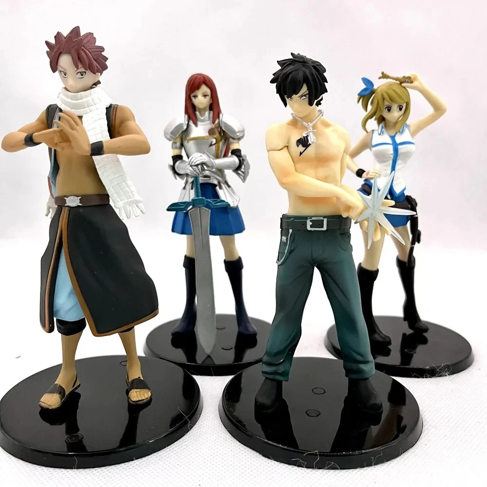 Figurines d'action FAIRY TAIL Natsu gris Lucy Erza, modèle en PVC EARTH LAND Magic World Collection, jouet cadeau pour enfant, 4 pièces