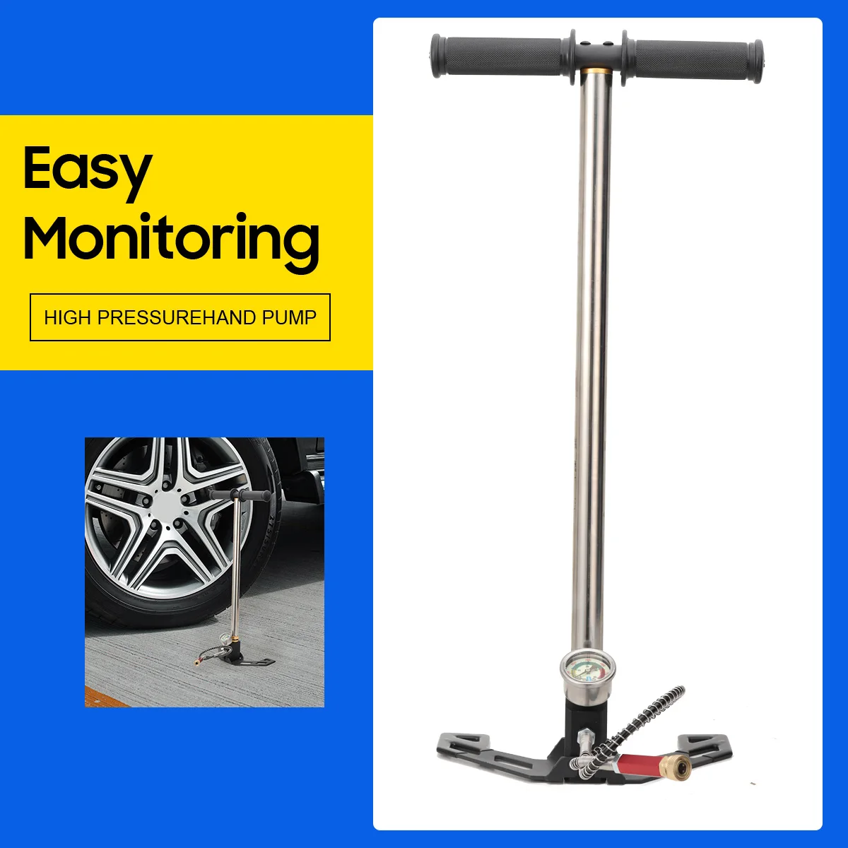3-Stufen-PCP-Pumpe + Manometer 4500PSI Reifen Kajak Ball Aufblasbare Gewehrluftpumpe Füllständer Hochdruck-Handpumpe – Detail 5